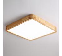 COSRUB Lámpara de Techo Cuadrada de Madera LED, Plafón Japonés Ultrafino Moderno Luz de Techo para Dormitorio Salón Oficina(White,60cm/23.62in)