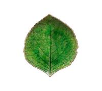 Costa Nova plato Riviera: pieza de vajilla de gres fino con esmalte craquelado, forma de hoja de hortensia, apta para lavavajillas y microondas, apilable, acabada a mano, verde, 17,2 x 15 cm