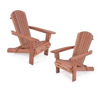 COSTWAY 1/2 Sillas de Jardin Adirondack Plegable, Silla Tumbona Madera Abeto, Respaldo Alto y Reposabrazos Anchos, Sillón Adirondack Jardin Terraza Balcon, 89 x 71 x 94 cm, Max180kg (2, Natural, m)