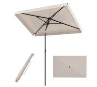 COSTWAY 200 x 130 cm Sombrilla Terraza Exterior, Sombrilla Rectangular Balcón con Inclinación Bidireccional de 30°, Bolsa de Transporte y Volantes Decorativos, Parasol Jardín para Patio (Beige)