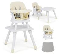 COSTWAY 6 en 1 Trona Bebe, Silla Alta para Bebés Evolutiva, Trona Portátil, Silla de Alimentación con Arnes de 5 Puntos, Bandeja y Cojín Desmontables