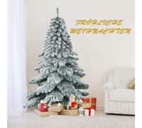 COSTWAY Árbol de Navidad artificial de 180 cm con efecto nieve, árbol de pino con soporte de metal, árbol de Navidad con 657 puntas de PVC, árbol artificial de Navidad con sistema plegable, ideal para