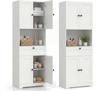 COSTWAY Armario Alto para Baño,Estante Ajustable de 3 Niveles White 60 x 35 x 171.5 cm