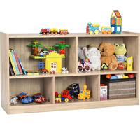 COSTWAY, armario de juguete para niños, madera, estantería para juguetes con 2 compartimentos grandes y 3 pequeños, abierto, estante infantil para juguetes, muñecas y libros, 111 x 30 x 61,5 cm, color