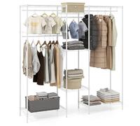 COSTWAY Armario Ropa Metálico, 7 Estantes Ajustables y 4 Barras para Colgar, Perchero Burro Ropa, Convertible con Instalación en L y Horizontal, 188 x 46 x 198 cm, Carga 530 kg (Blanco)