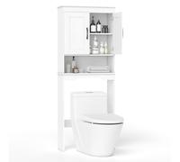 COSTWAY Armario sobre Inodoro, Organizador de Baño Independiente con 2 Puertas y Estante Ajustable, Ahorrador de Espacio sobre el Inodoro para Baño, Lavadero, 63 x 24 x 168 cm, Blanco