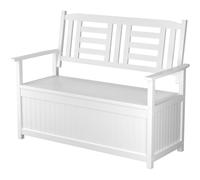 COSTWAY Banco Arcón Exterior, Maciza , Respaldo y Reposabrazos, Baúl White 68.5×123×96cm