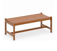 COSTWAY Banco Jardín de 2 Plazas, Madera Maciza, Banco sin Respaldo y Reposabrazos, Asiento Curvado de Listones, Patio Porche Terraza Parque, 112 x 51 x 41,5 cm, Carga 240 kg (1)