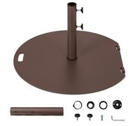COSTWAY Base de Sombrilla de Metal para Patio, 23 KG Soporte de Sombrilla Redondo con 2 Perillas de Apriete, 2 Ruedas y Mango, Soporte de Parasol de Mercado para Piscina Jardín