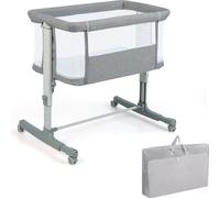 COSTWAY, cama auxiliar 3 en 1, cuna de viaje para bebé con colchón, moisés con bolso de transporte, capacidad máxima de 9 kg (gris claro)