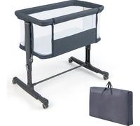 COSTWAY, cama auxiliar 3 en 1, cuna de viaje para bebé con colchón, moisés con bolso de transporte, capacidad máxima de 9 kg (gris oscuro)