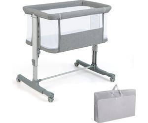 COSTWAY, cama auxiliar 3 en 1, cuna de viaje para bebé con colchón, moisés con bolso de transporte, capacidad máxima de 9 kg (gris claro)