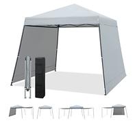 COSTWAY Carpa Plegable 3X3, 2 Paredes Laterales, Cenadores para Jardin Diseño Pop up, Pergolas de Jardin con Bolsa de Ruedas, Altura Ajustable Verde