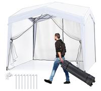COSTWAY Carpa Plegable 3x3m, Pop up,Red de Malla, Altura Ajustable White 302 x 302 x 275 cm