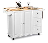 COSTWAY Carro de Cocina con Ruedas Carrito Auxiliar Carro de Servicio Multiuso Aparador Buffet para Comedor Restaurante (Blanco)