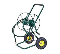COSTWAY Carro Manguera Jardín con 2 Neumáticos de Goma, Conector de 3/4"（19mm）, Capacidad para 61M de Manguera, Carrito Portamangueras de Jardín