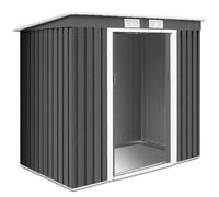 COSTWAY Caseta Jardin Exterior, Chapa de acero galvanizada, 2.7㎡,Gris Gray 213 x 130 x 173 cm