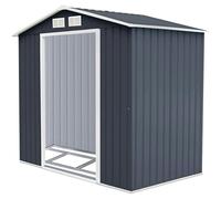 COSTWAY Caseta Jardin Exterior, Chapa de acero galvanizado y pintado Gris ligero