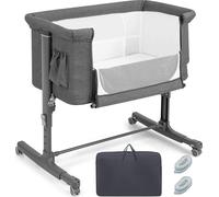 COSTWAY Cuna 3 en 1: Cama auxiliar, moisés y cuna de viaje. Cuna para bebé con 5 niveles de ajuste de altura, inclinación de 10°, incluye colchón, bolsa de transporte y moisés para bebés de hasta 9 kg
