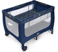 COSTWAY, cuna de viaje 2 en 1 y corralito plegable, cuna para bebé de 120 x 60 cm, cuna para bebé con dos niveles, incluye colchón y bolsa de transporte (azul)