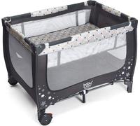 COSTWAY, cuna de viaje 2 en 1 y corralito plegable, cuna para bebé de 120 x 60 cm, cuna para bebé de 2 niveles con colchón y bolsa de transporte (gris)