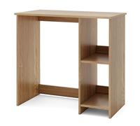 COSTWAY Escritorio Pequeño, Escritorio Blanco Pequeño, Mesa Escritorio con 2 Estantes, Escritorio Juvenil Casa Oficina Estudio, 80 x 40 x 74 cm (Natural)
