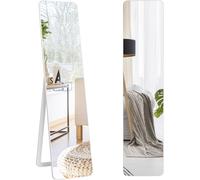 COSTWAY Espejo de cuerpo completo 2 en 1, 37 x 160 cm, espejo de pie y espejo de pared con marco de madera, espejo de tocador, espejo de vestíbulo para dormitorio, salón y recibidor