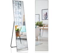 COSTWAY, espejo de cuerpo completo de 160 x 40 cm, espejo de pie 3 en 1 y espejo de pared, espejo de tocador, espejo de vestidor para dormitorio, salón y recibidor, color plateado