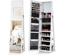 COSTWAY Espejo Joyero de Pie,MDF y Espejo de Aluminio,43 x 38 x 160 cm White 38 x 43 x 160 cm