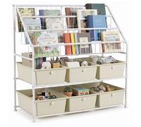 COSTWAY Estantería de Almacenaje de 5 Niveles con 6 Cajones Extraíbles | Organizador Juguetes Infantil con 3 Cestas y Estructura Metálica, Estanteria Libros para Sala de Juegos, Dormitorio, Aula