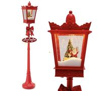 COSTWAY Farola Musical Navideña, Poste de Lámpara de Navidad con Luces LED Blancas Cálidas, Efectos de Nieve, Escena de Santa, Base Rellenable, Impermeable, Adornos de Navidad Exterior e Interior,Rojo