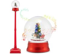 COSTWAY Farola Navideña Musical de 153 cm, Lámpara Globo de Nieve con 8 Tonos, Escena Giratoria, 15 Luces LED Coloridas, Adornos de Navidad de Lámpara de Pie para Entrada, Chimenea, Impermeable