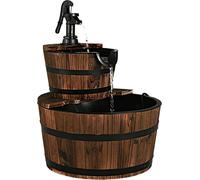 COSTWAY - Fuente de jardín de madera, fuente de madera, barril de madera con bomba de agua. Diámetro: 44,5 cm