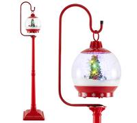 COSTWAY, iluminación navideña: farol navideño rojo de 173 cm con música y bola de nieve que se activa con sonido, decoración navideña iluminada