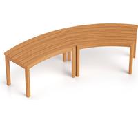 COSTWAY, juego de 2 bancos de jardín de madera de acacia, resistentes a la intemperie, banco sin respaldo, banco de madera curvo, banco para parques, banco, estilo natural