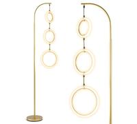COSTWAY, lámpara de pie LED de 3 luces, 180 cm, con 3 anillos de lámpara colgantes y interruptor en el pie, lámpara de pie regulable