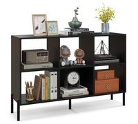 COSTWAY Libreria Estanteria de 6 Cubos, Estanteria Libros de Madera de 2 Niveles con Patas de Metal, Estanteria Cubo de Estantes Ajustables en 5 Posiciones, 120 x 35 x 79,5 cm, Sala Oficina (Negro)