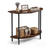 COSTWAY Mesa Consola de Media Luna de 2 Niveles, Mesa Auxiliar Entrada con Estante Abierto, Estructura Metálica y Kits Antivuelco, Diseño Industrial para Entrada, Salon, Pasillo, 100 x 29,5 x 80 cm