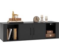 COSTWAY, mueble de TV suspendido, mesa de televisión con 4 compartimentos y 2 puertas, mueble bajo, mueble de TV de montaje en pared, mueble multimedia, 108x33x30,5 cm, color