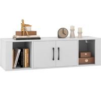 COSTWAY, mueble de TV suspendido, mesa de televisión con 4 compartimentos y 2 puertas, mueble bajo, mueble de TV de montaje en pared, mueble multimedia, 108x33x30,5 cm, blanco