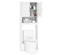 COSTWAY Mueble sobre Inodoro, 2 Puertas, 2 Baldas Regulables y 1 Estante, Armario Lavadora, Mueble Encima WC, 63x23x168 cm, Blanco