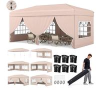 COSTWAY, pabellón de 3x6 metros, tienda pop-up plegable para fiestas con estructura de metal, 6 paneles laterales, 6 sacos de arena, cuerdas para sujetar, estacas para anclar al suelo y una bolsa de t