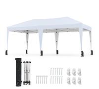 COSTWAY, Pabellón de 3x6 metros, tipo pop-up, plegable, impermeable, con bolsa de transporte, ruedas y 6 sacos de arena. Tienda de campaña para fiestas, protección UV 50+, pabellón de jardín blanco co
