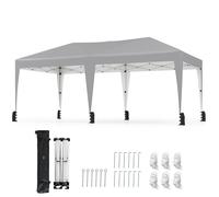 COSTWAY, Pabellón de 3x6 metros, toldo plegable tipo "pop-up" con bolsa de transporte, ruedas y 6 sacos de arena, protección UV 50+, tienda de campaña para fiestas, pabellón de jardín de color gris co