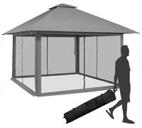 COSTWAY, pabellón de 4x4 metros, pérgola de jardín con paneles de malla, protección UV 50+, pabellón plegable tipo "pop-up" con altura ajustable, incluye bolsa de transporte con ruedas, ideal para jar