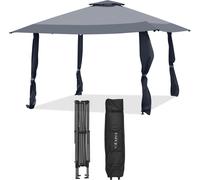COSTWAY, Pabellón de 4x4 metros, tipo pop-up, con techo doble, funda de transporte y ruedas. Pabellón para jardín, tienda de campaña para fiestas, impermeable, resistente, con protección UV 50+, color