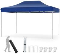 COSTWAY, pabellón plegable de 3x4,5 metros, tipo "pop-up", con altura ajustable, incluye bolsa con ruedas, 4 cuerdas, 8 estacas, ideal para jardín, fiestas, impermeable, color azul