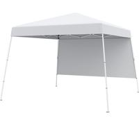 COSTWAY, Pabellón pop-up de 3x3 metros, toldo con una pared lateral, mochila portátil y 4 anclajes para el suelo, tienda de jardín impermeable, protección solar, tienda para fiestas, color blanco