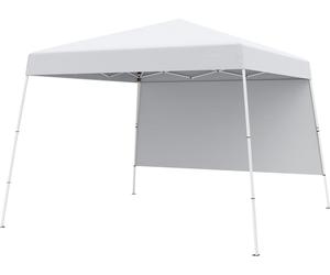 COSTWAY, Pabellón pop-up de 3x3 metros, toldo con una pared lateral, mochila portátil y 4 anclajes para el suelo, tienda de jardín impermeable, protección solar, tienda para fiestas, color blanco