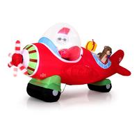 COSTWAY: Papá Noel inflable de 220 cm, decoración navideña con caja de regalo y luces LED, iluminación navideña, decoración para Navidad